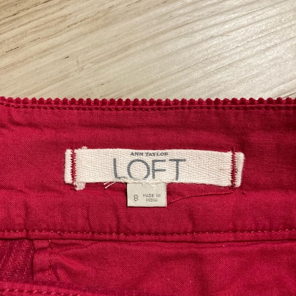 LOFT, red, corduroy mini skirt with button detail - Picture 2 of 7